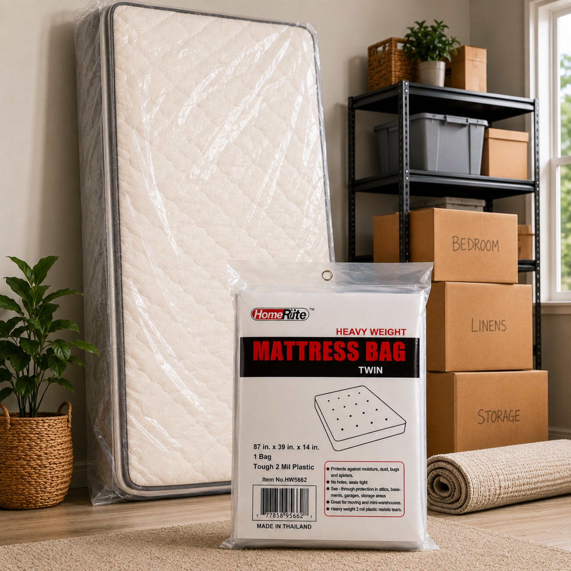 Twin Mattress Moving Storage Bag Heavy Duty Plastic Cover