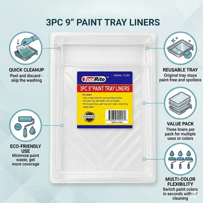 3 Pack 9 Inch Plastic Paint Tray Liner Refills