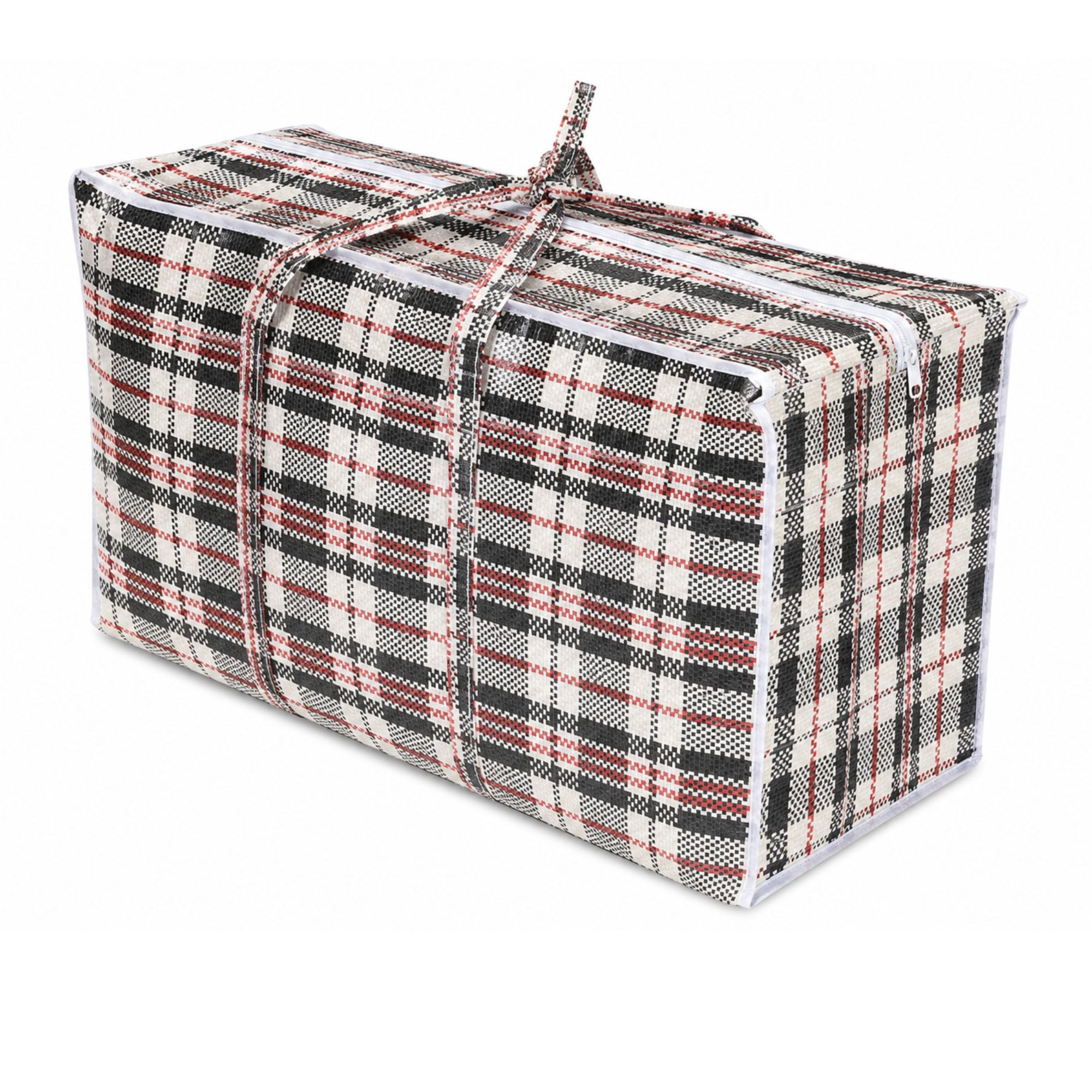 23x21x8 inch plaid zipper storage bag with reinforced handles and heavy duty reusable design