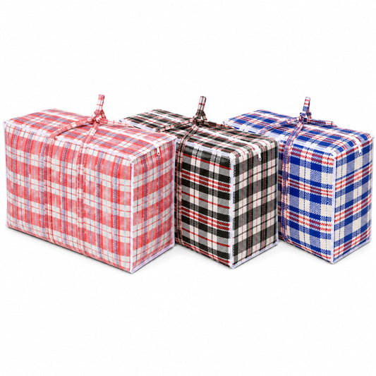 23x21x8 inch plaid zipper storage bag with reinforced handles and heavy duty reusable design