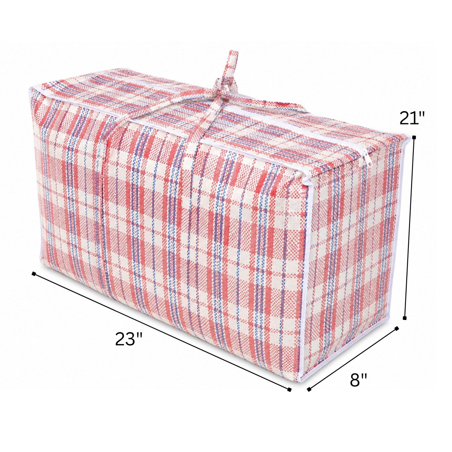 23x21x8 inch plaid zipper storage bag with reinforced handles and heavy duty reusable design