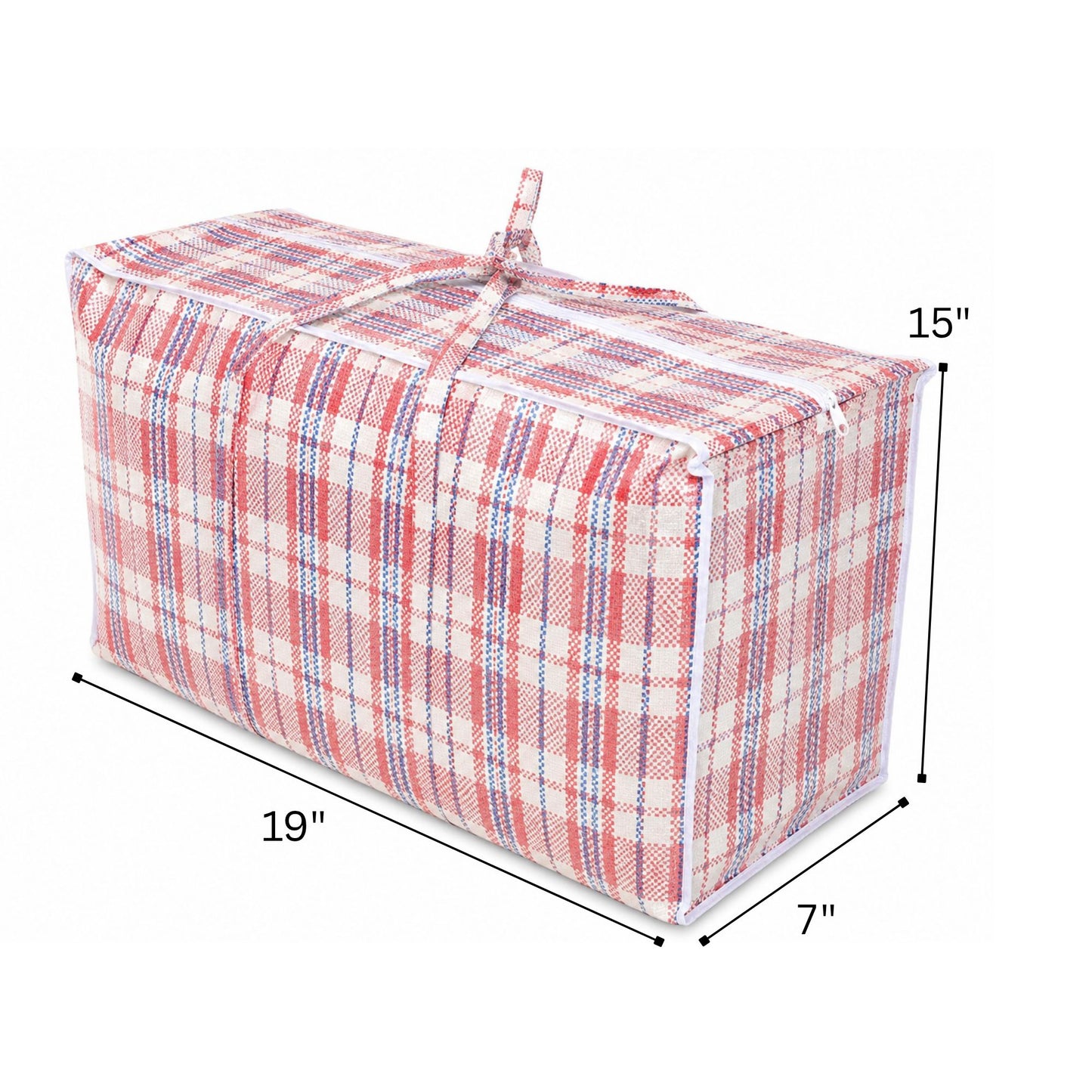 23x21x8 inch plaid zipper storage bag with reinforced handles and heavy duty reusable design