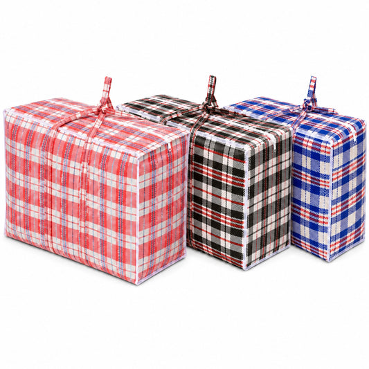 23x8x21 inch plaid zipper storage bag with reinforced handles and heavy duty reusable design