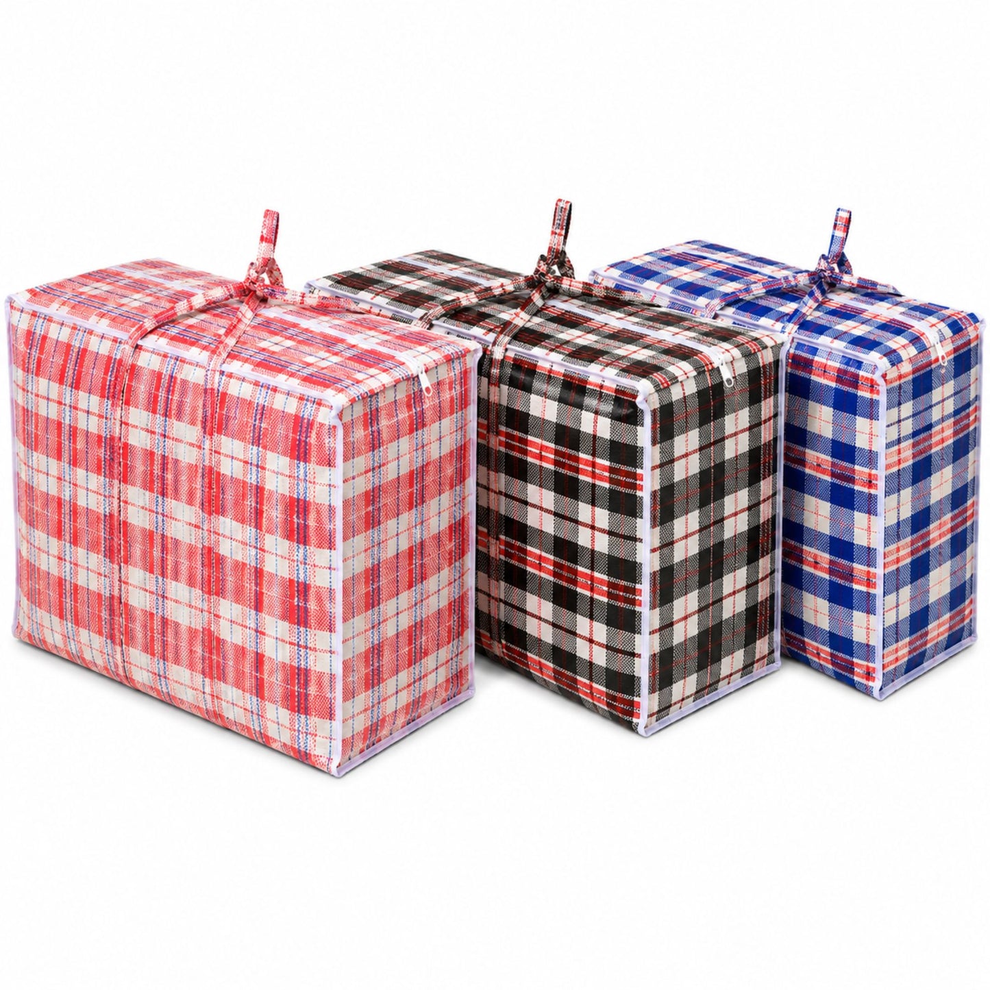 26x24x8.5 inch plaid zipper storage bag with reinforced handles and heavy duty reusable design