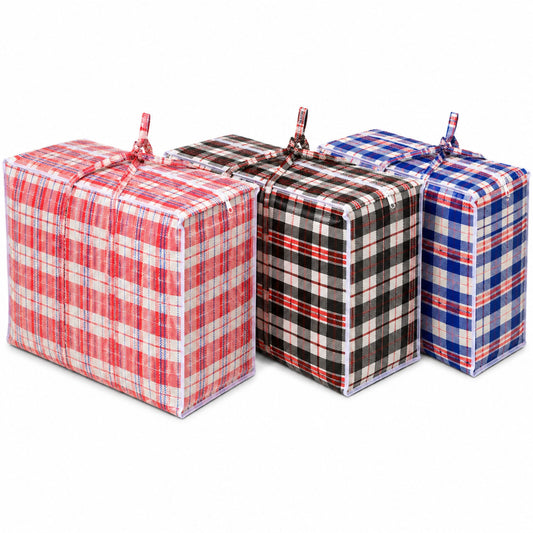 26x24x8.5 inch plaid zipper storage bag with reinforced handles and heavy duty reusable design