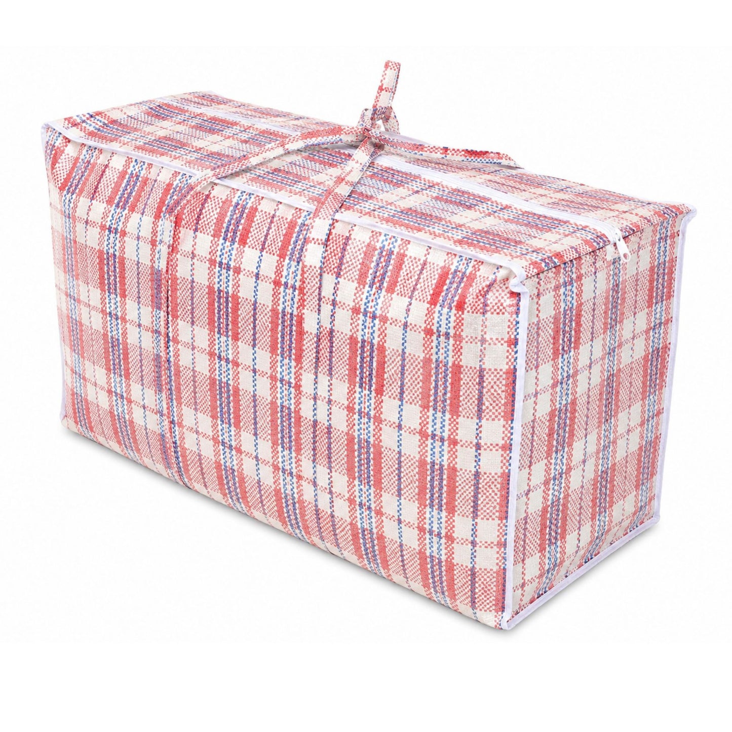 26x24x8.5 inch plaid zipper storage bag with reinforced handles and heavy duty reusable design