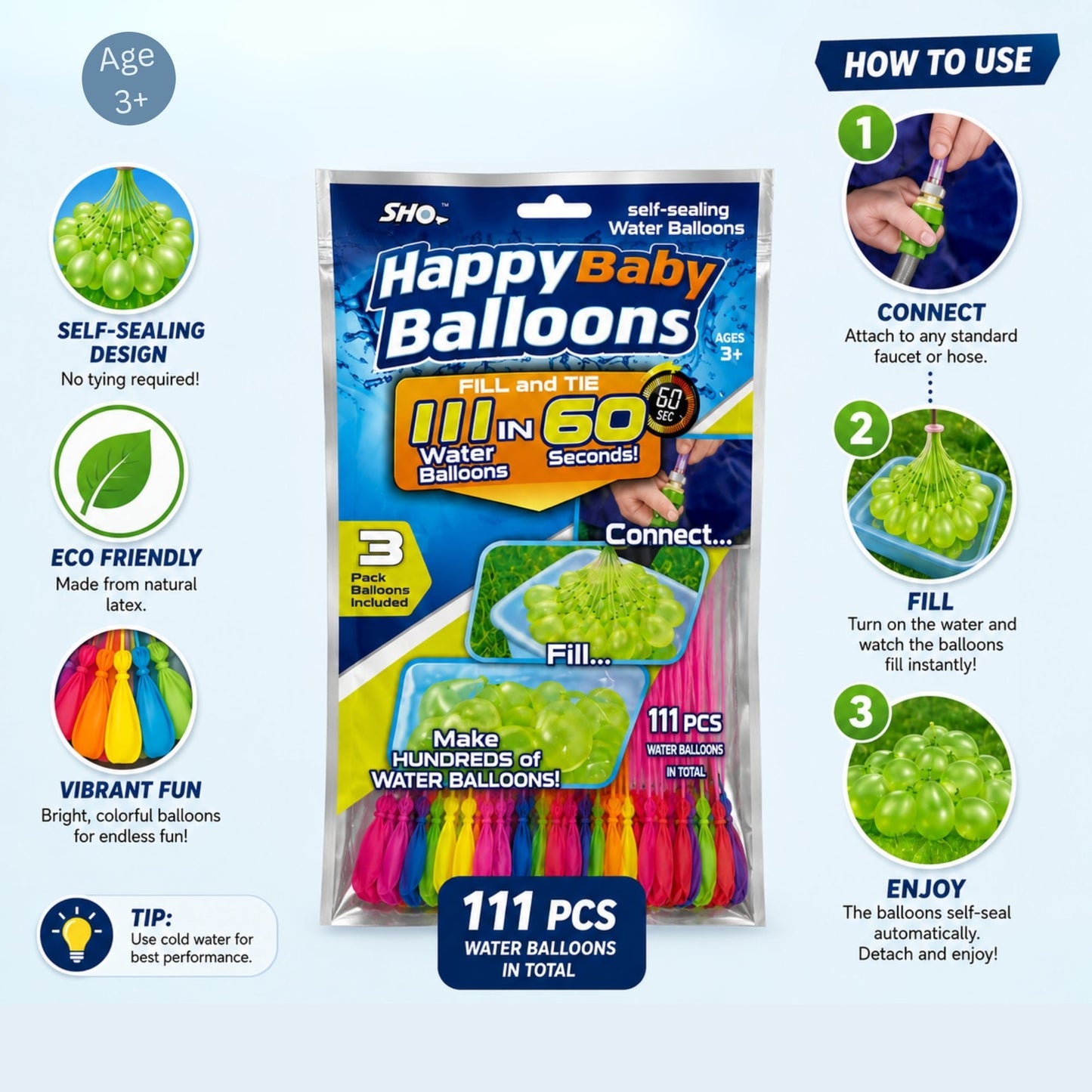 Quick Fill Water Balloons Self Sealing Party Set