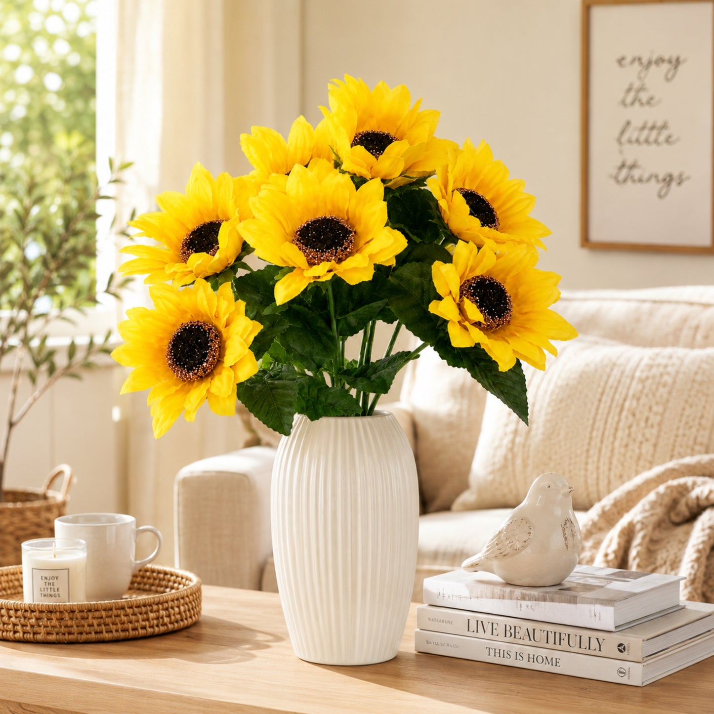 Realistic Sunflower Bouquet for Indoor Home Decor