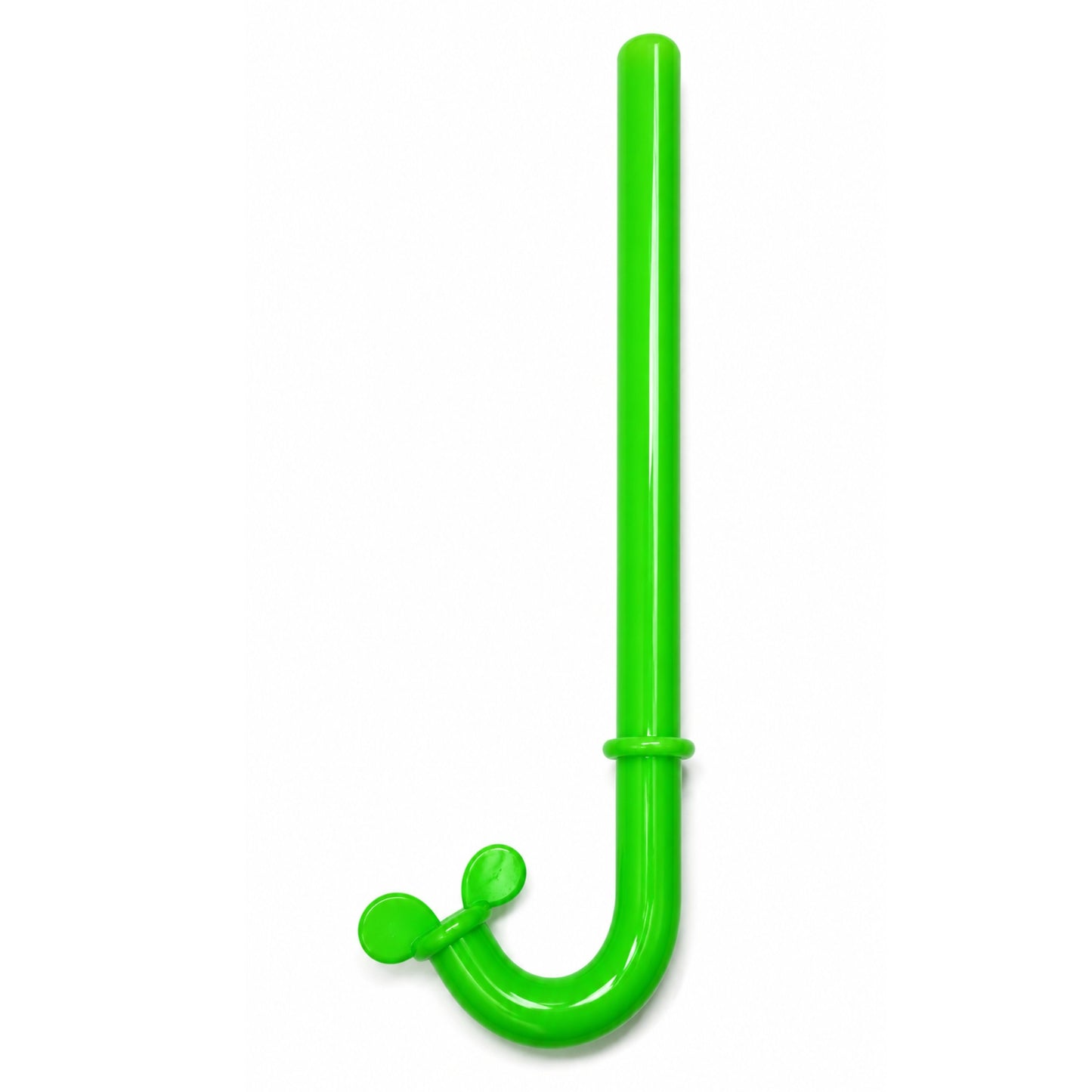 Green plastic hook on a white background