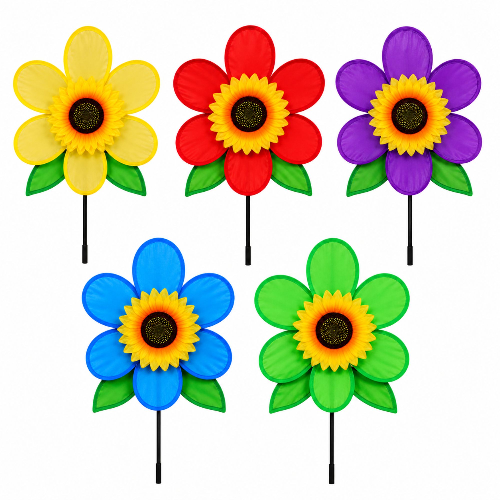 SunnyRite 12" x 35" Sunflower Yard Pinwheel Wind Spinner