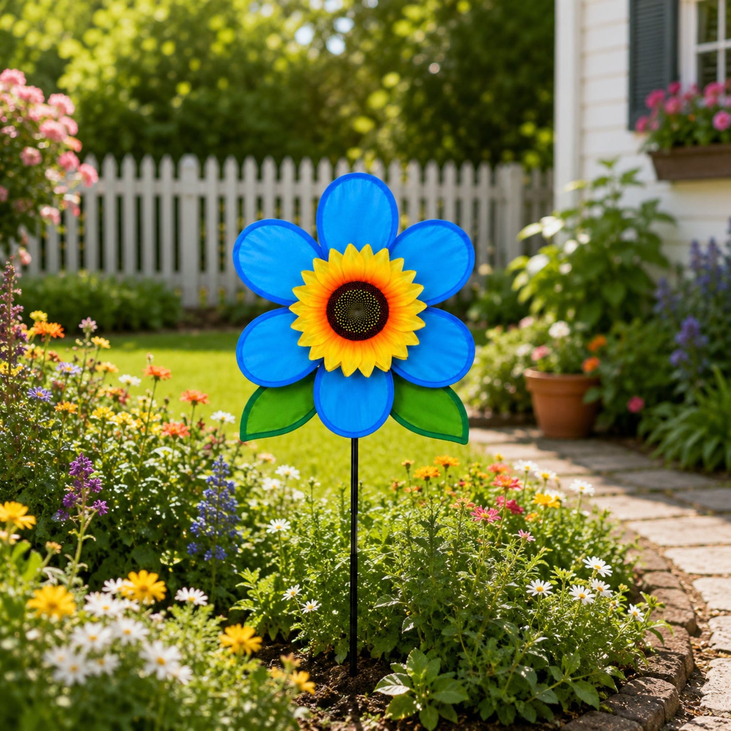 SunnyRite Sunflower Wind Spinner Yard Garden Pinwheel