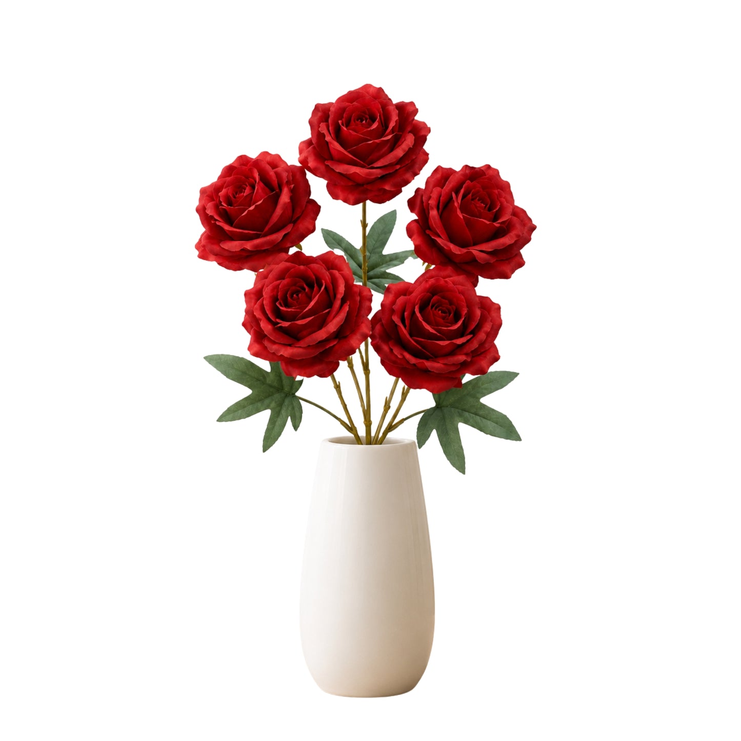 5 Head Artificial Red Rose Bouquet Flowers Home Decor