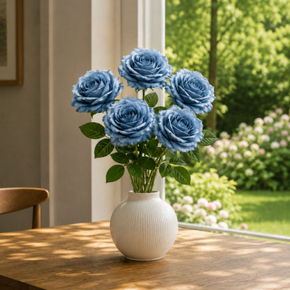 5 Head Artificial Blue Rose Bouquet