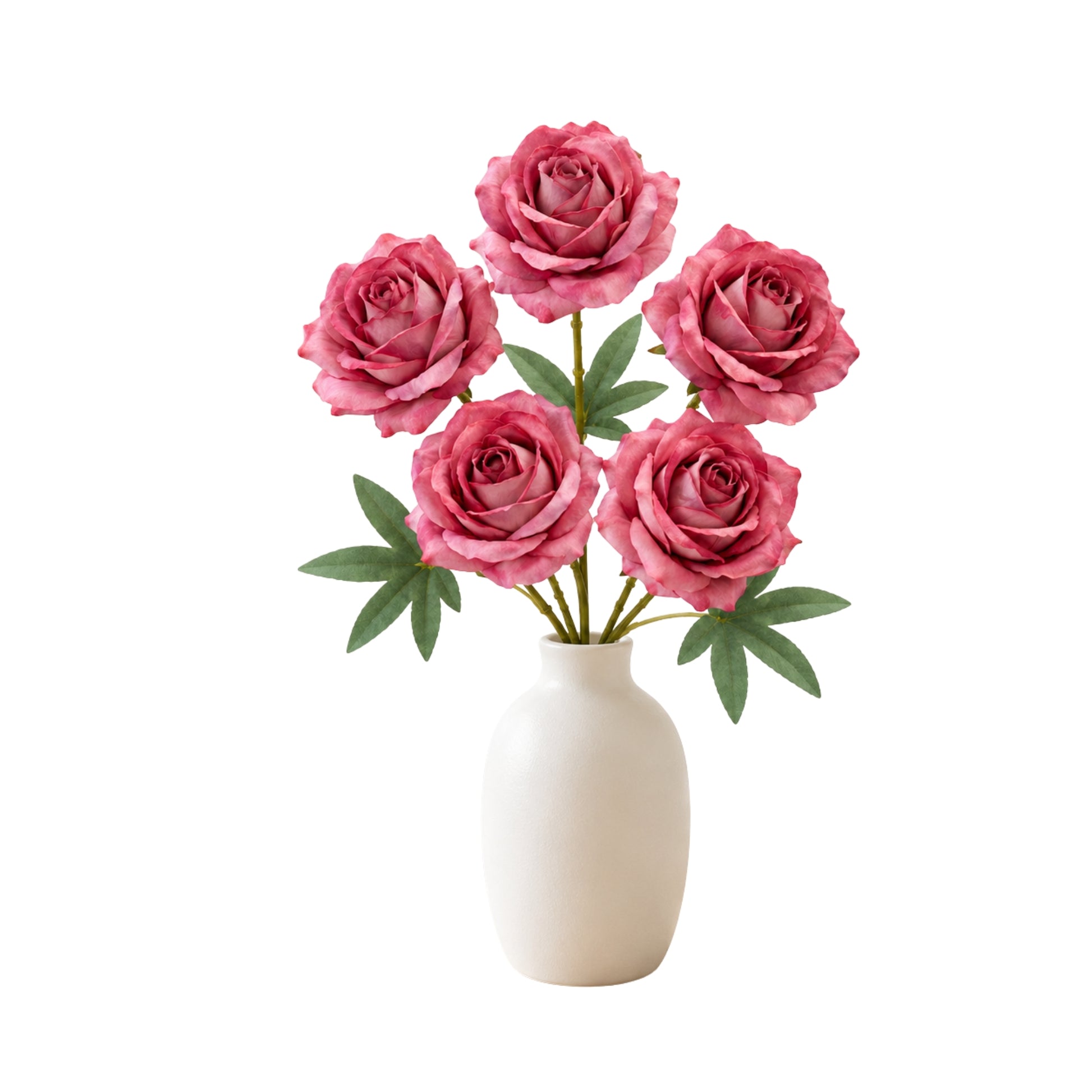 5 Head Artificial Pink Rose Bouquet