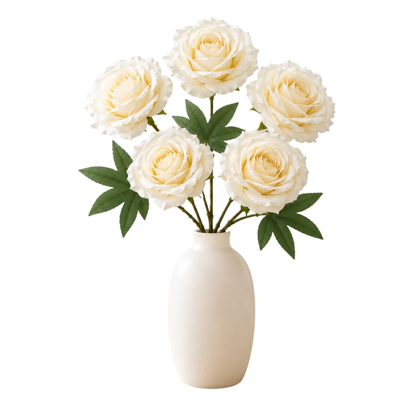 5 Head Artificial White Rose Bouquet