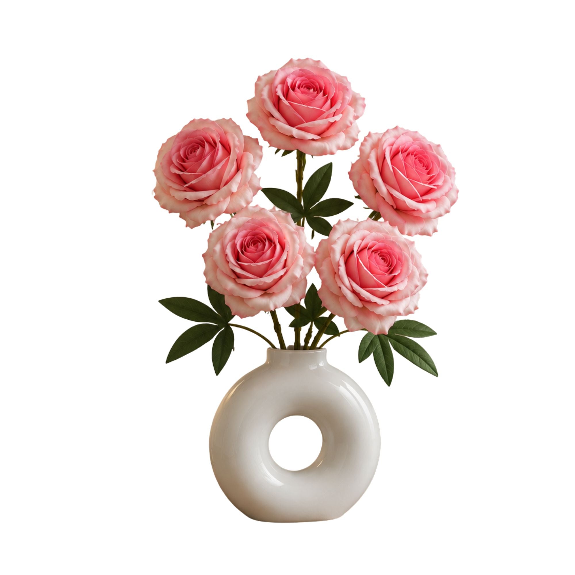 5 Head Artificial Light Pink Rose Bouquet