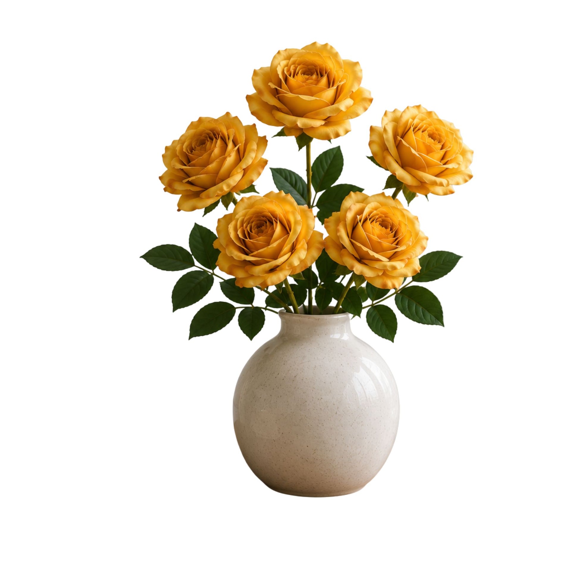 5 Head Artificial Yellow Rose Bouquet