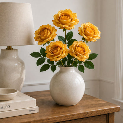 5 Head Artificial Yellow Rose Bouquet