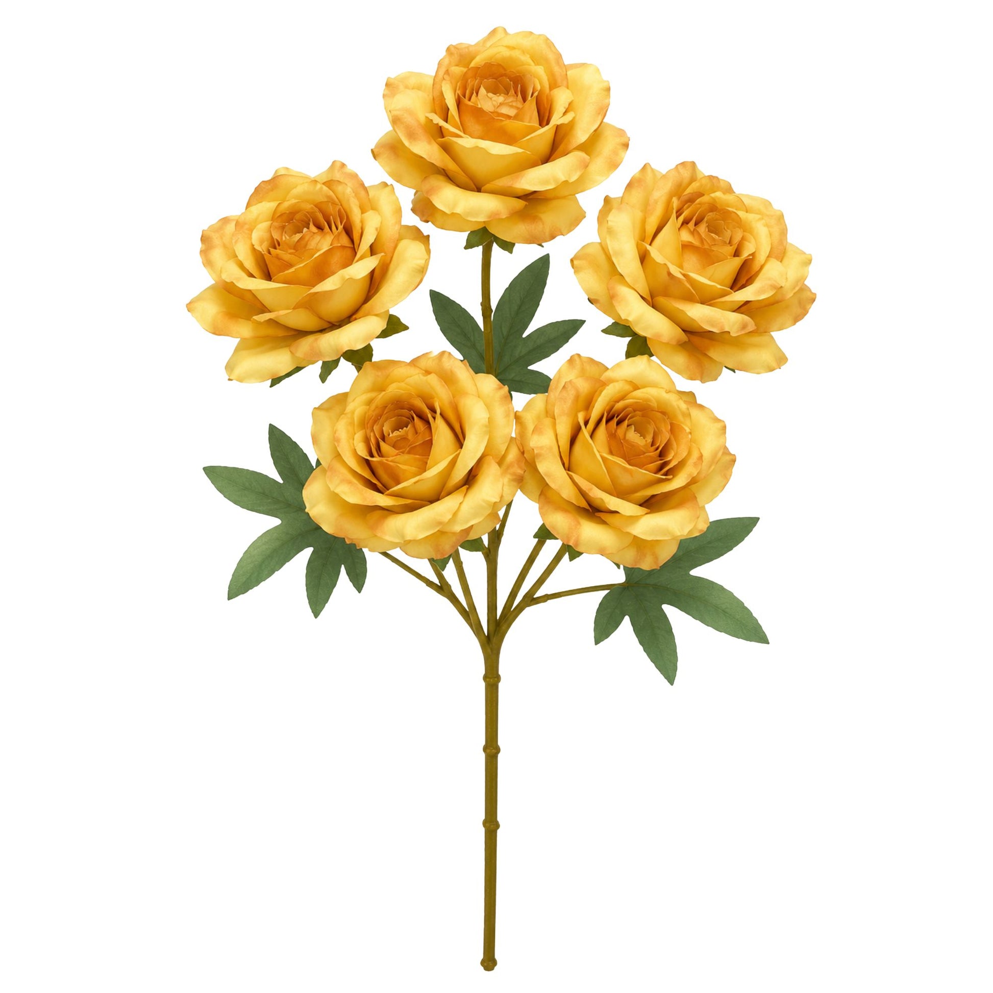 5 Head Artificial Yellow Rose Bouquet