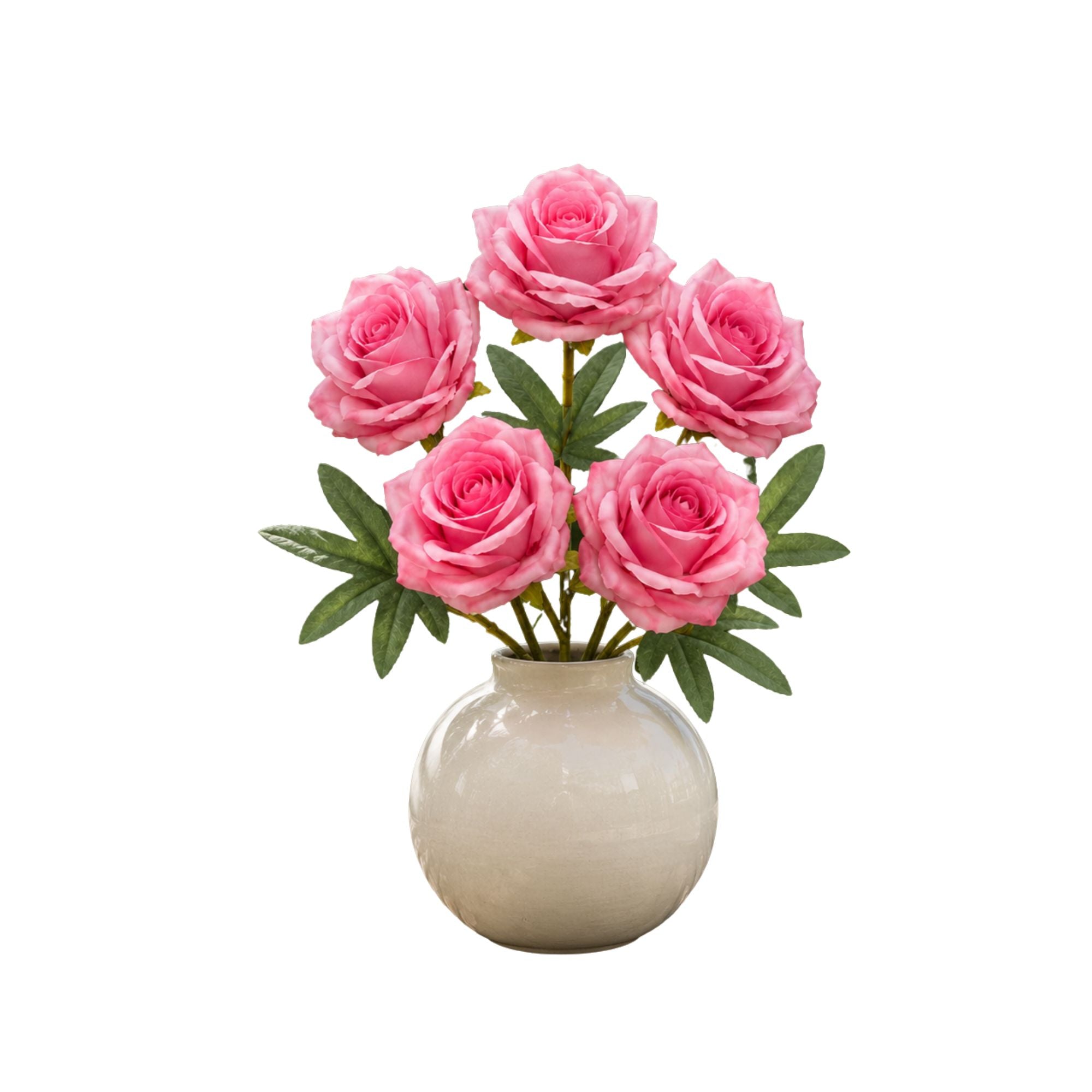 5 Head Blush Pink Artificial Rose Bouquet
