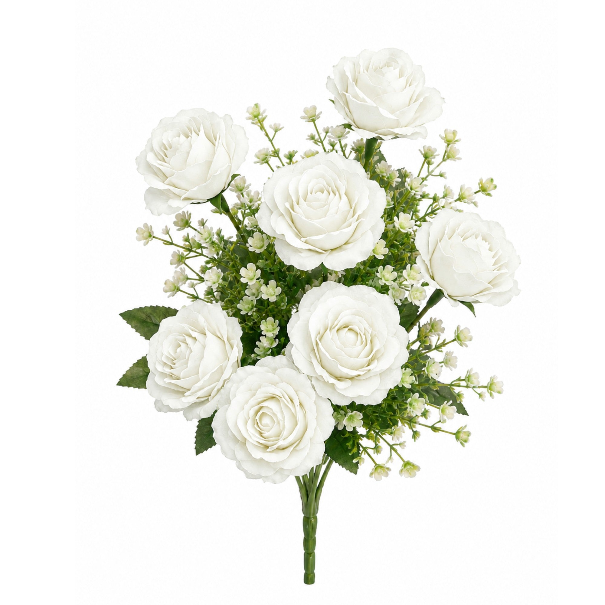 7 head white rose floral arrangement