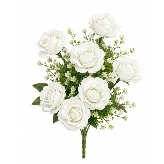 7 head white rose floral arrangement