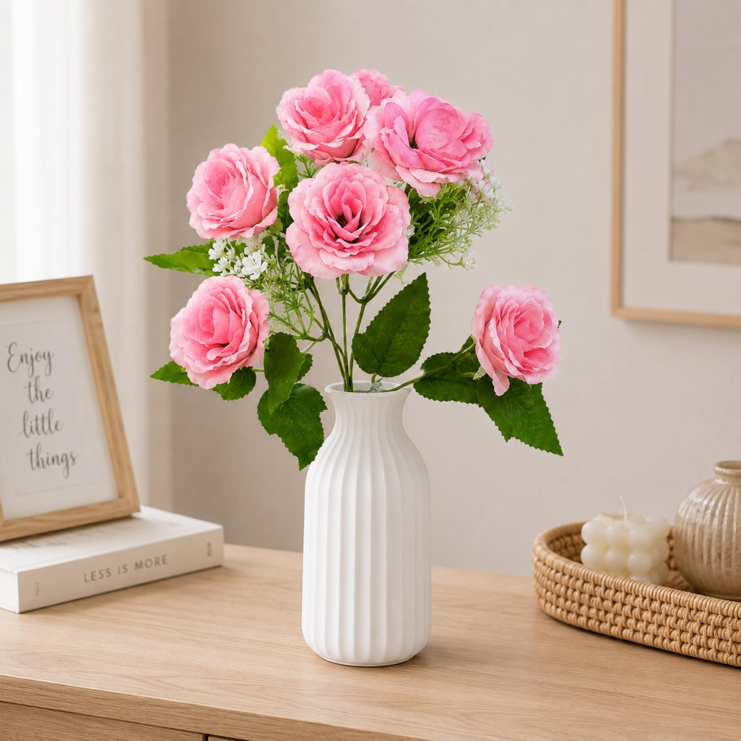 Decorative Silk Rose Bouquet 7 Head Floral Arrangement