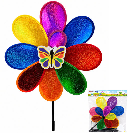 Rainbow Glitter Yard Pinwheel Outdoor Wind Spinner