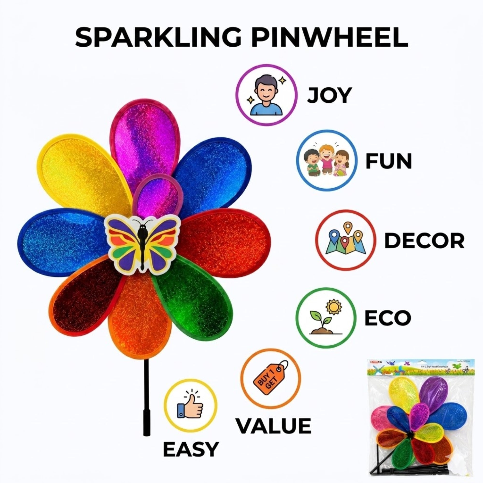 Outdoor Rainbow Pinwheel Spinner for Yard Decoration