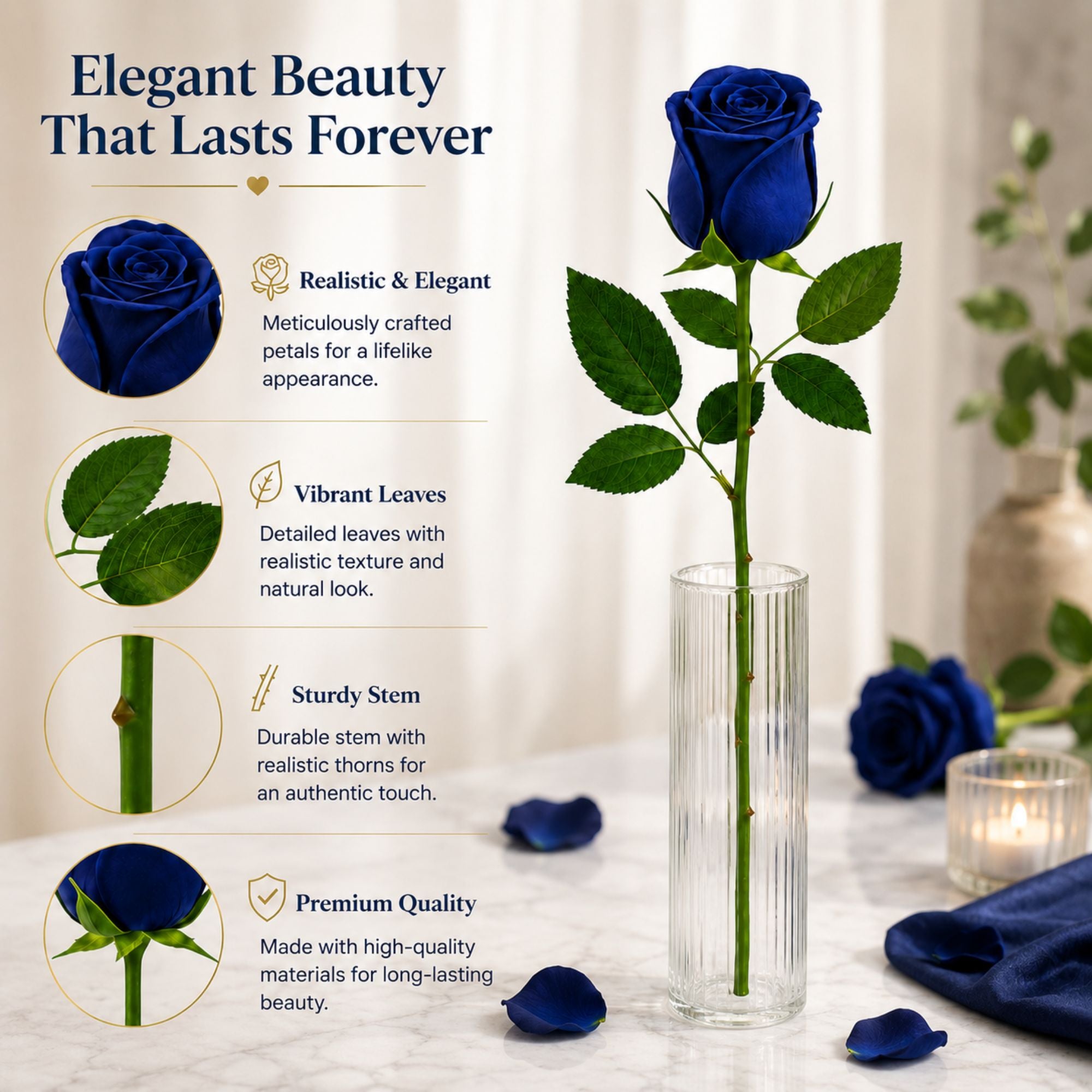 Artificial Silk Rose Stem for Home Wedding & Valentine’s Day