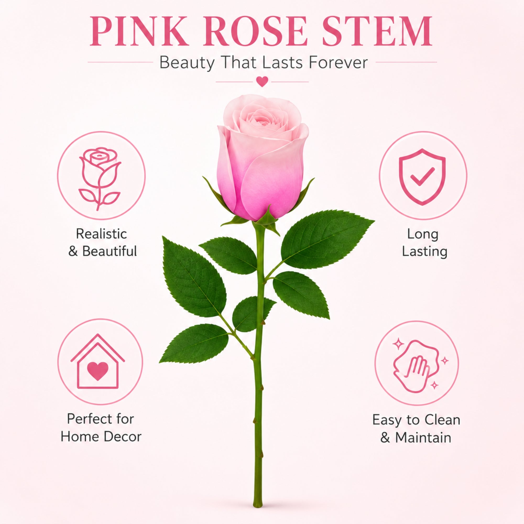 Artificial Rose Flower Stem for Party Table Decor
