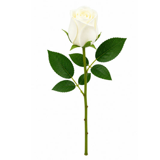 20" Artificial Faux Silk White Rose Stem Home Decor
