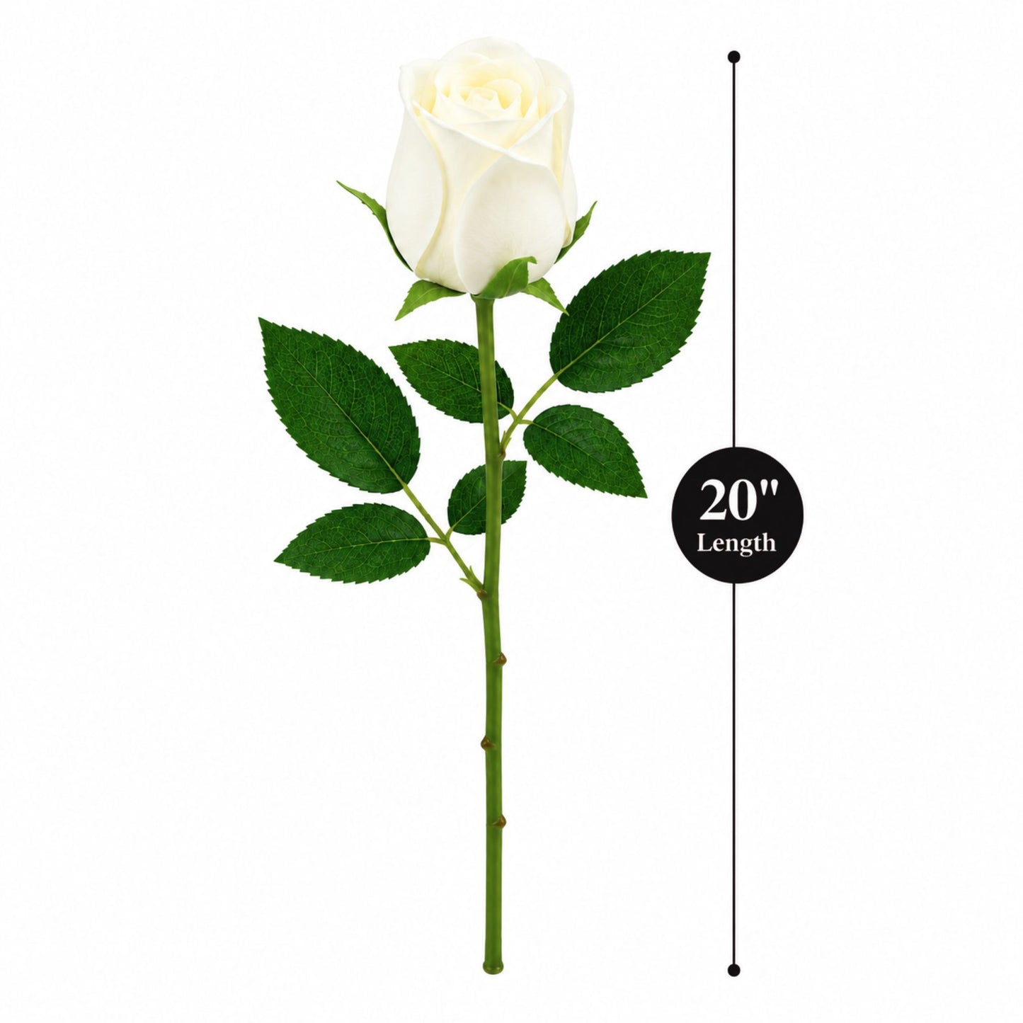 20" Faux Silk White Rose Stem for Wedding Decor