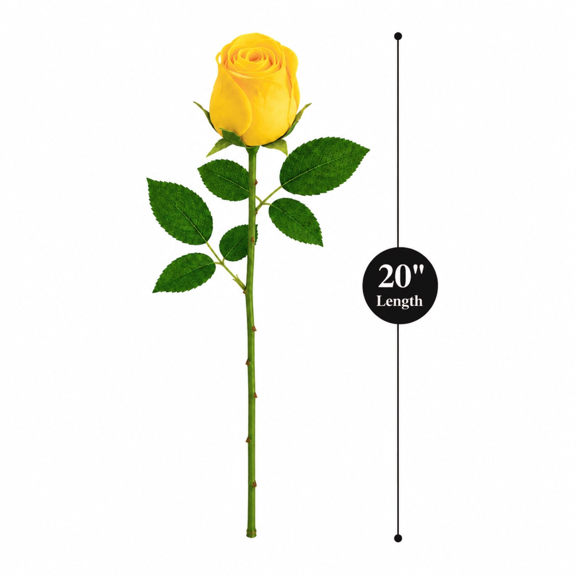 20" Artificial Faux Silk Yellow Rose Stem Home Decor