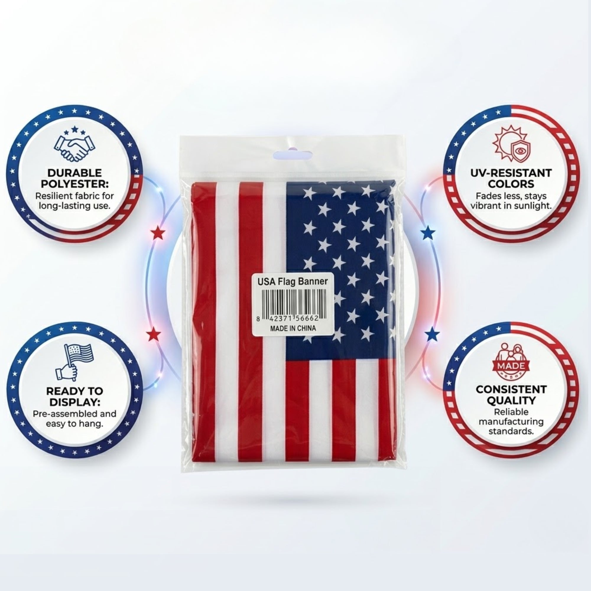 USA Hanging Flag Banner Set for Indoor Outdoor