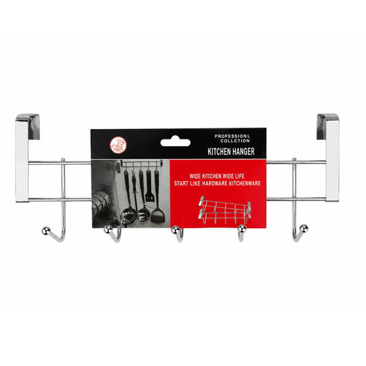 stainless steel over cabinet hanger rack with multiple hooks