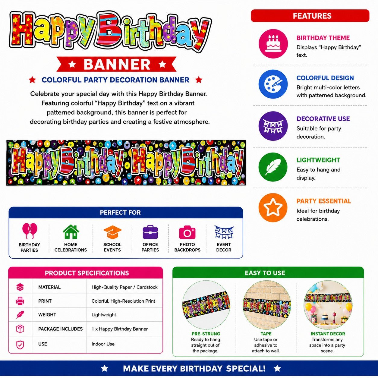 festive birthday decoration banner