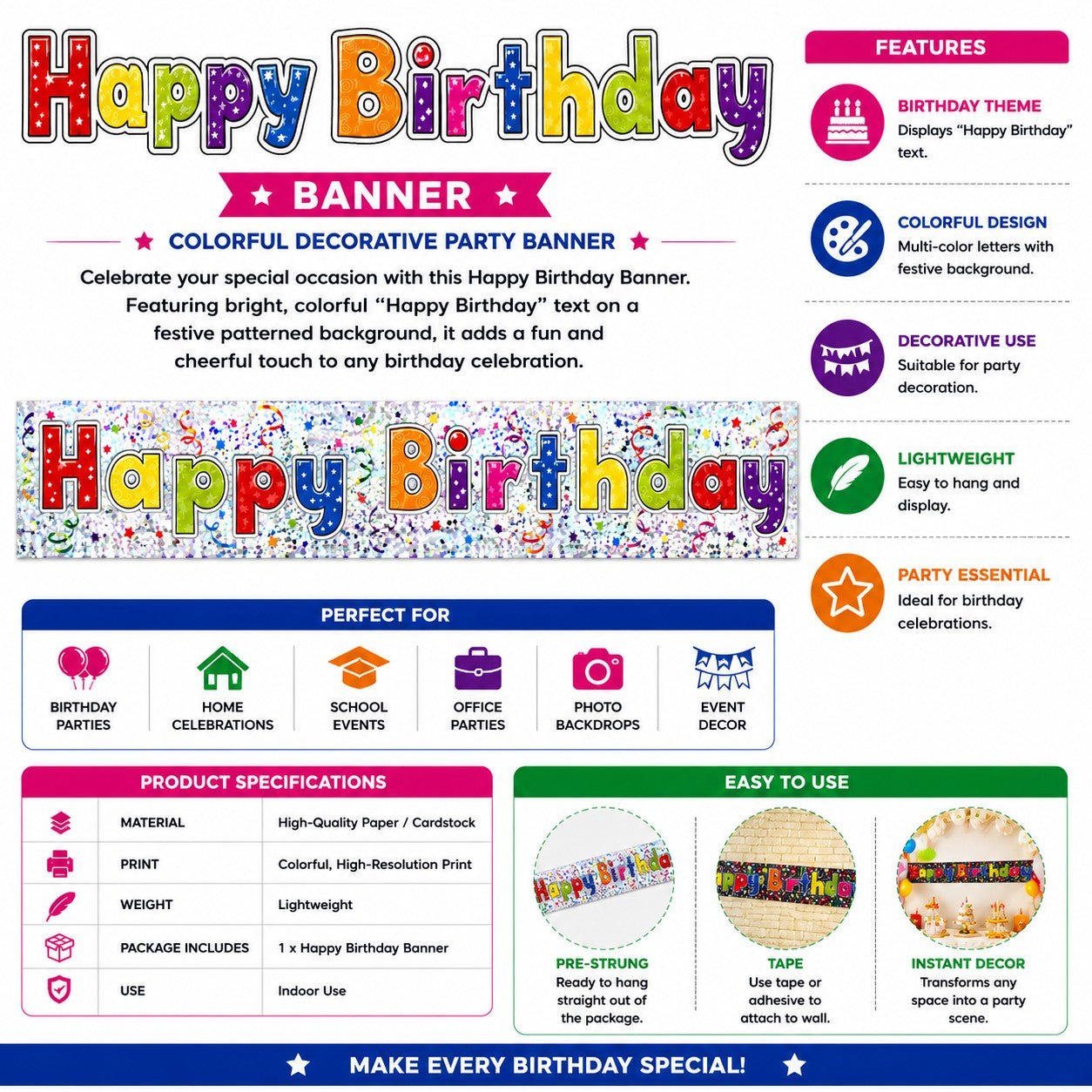 multicolor happy birthday decoration