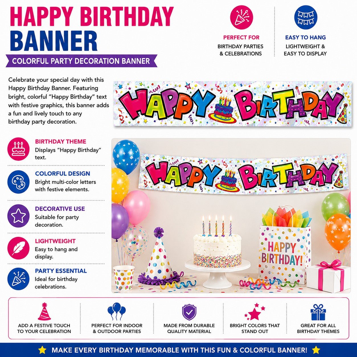 multicolor happy birthday decoration
