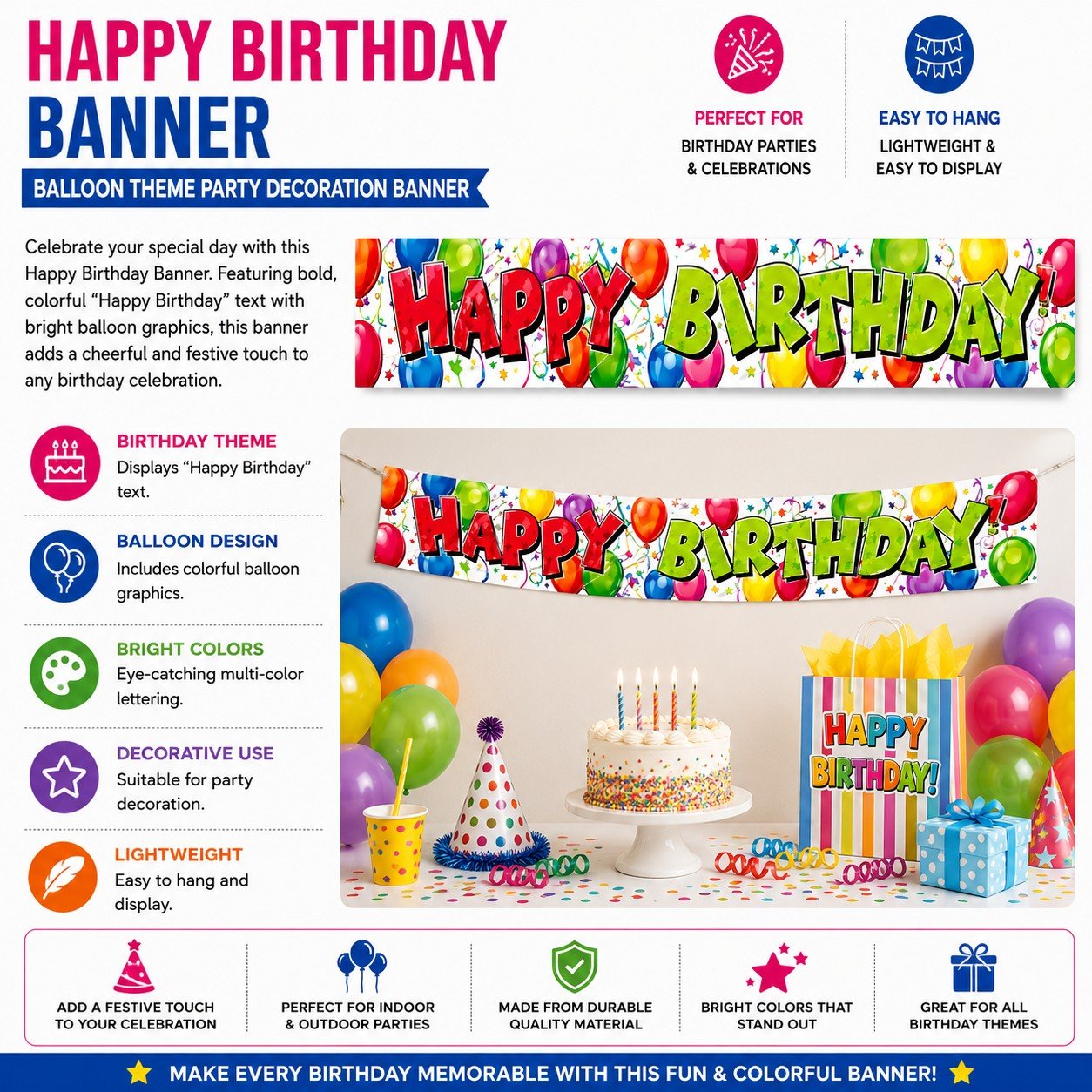 balloon theme birthday banner