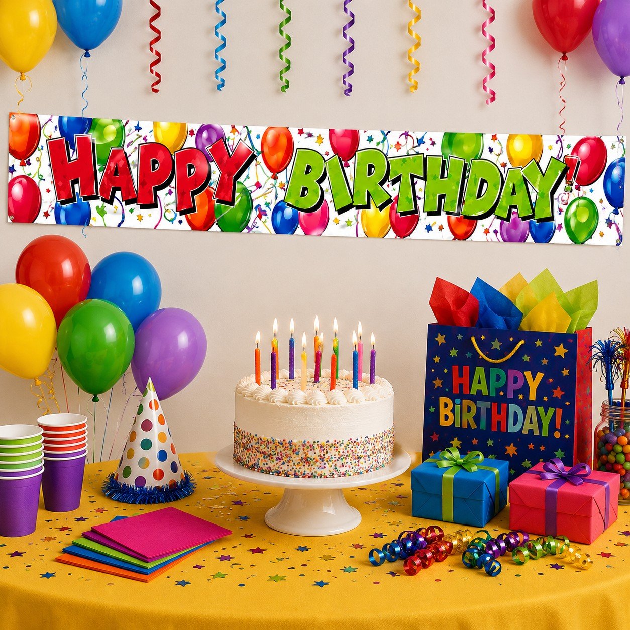 festive happy birthday decoration banner