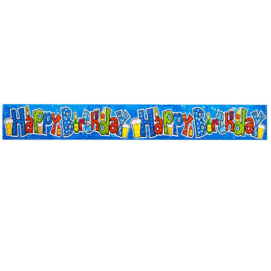 happy birthday banner with beer mugs design