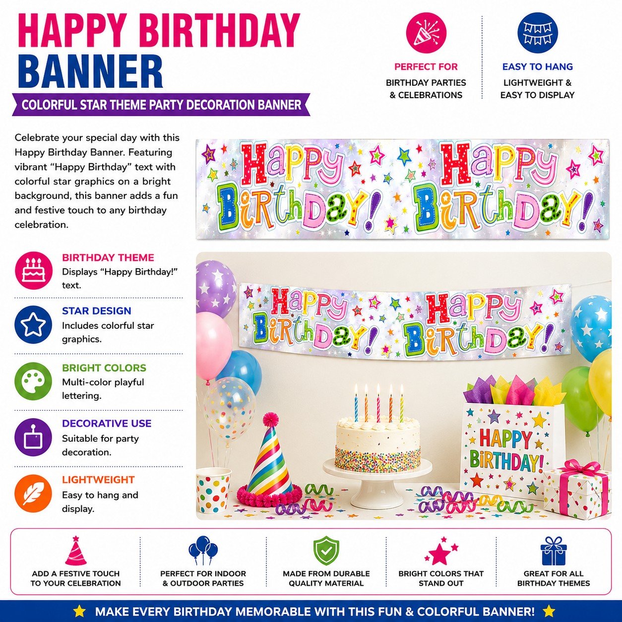 star theme birthday party banner decoration