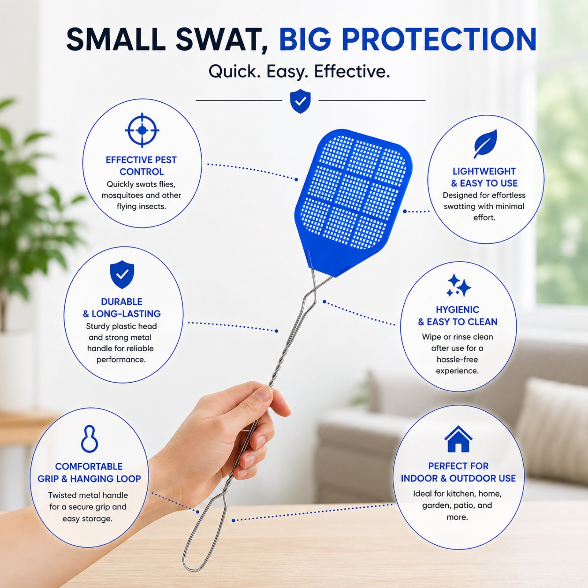 Extra Long Handle Bug Swatter for Daily Use