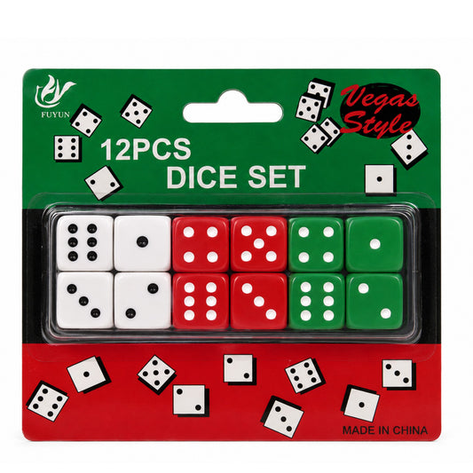 12 piece colorful dice set vegas style