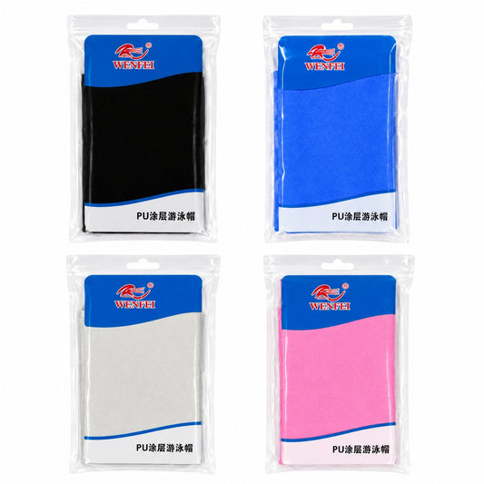 black adult waterproof swimming cap flexible pu material