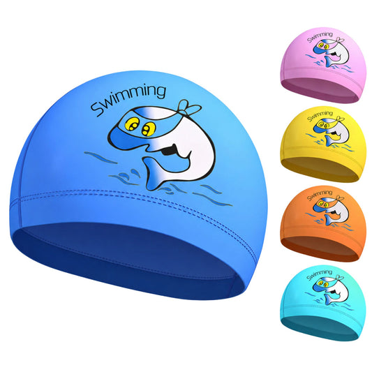 WENFEI Kids Silicone Waterproof Swim Cap for Boys & Girls