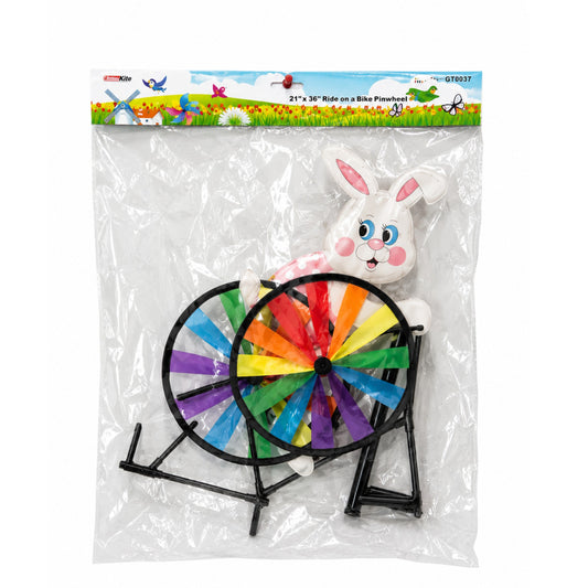 bunny bike pinwheel colorful garden wind spinner
