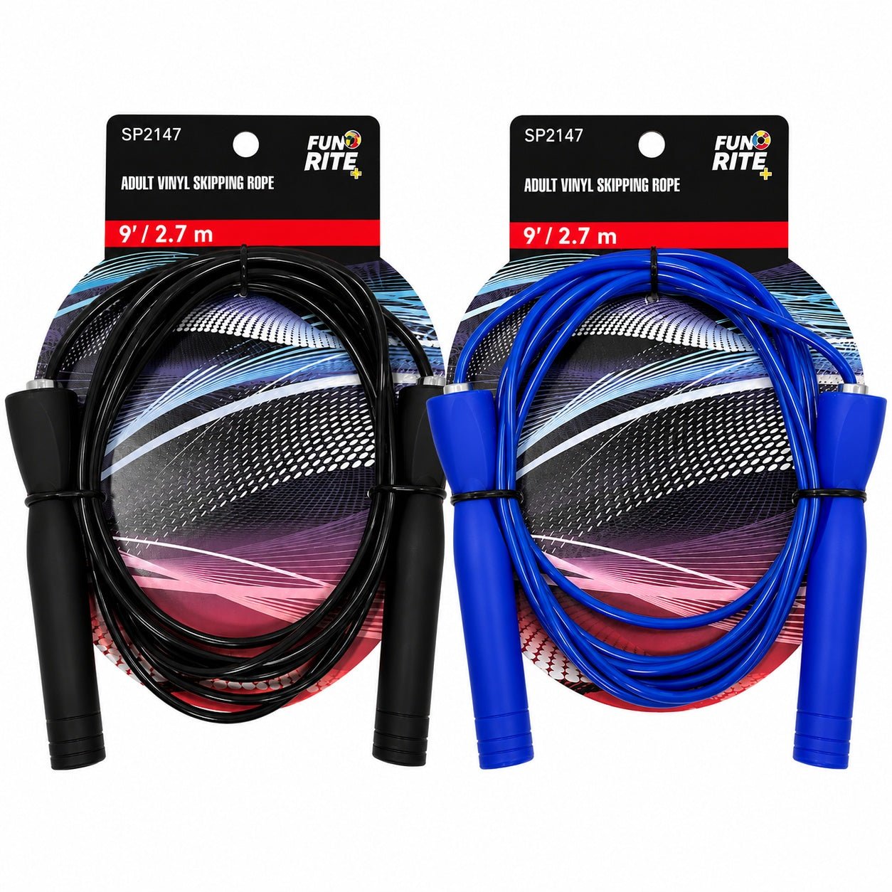 9ft adult vinyl jump rope with black handles