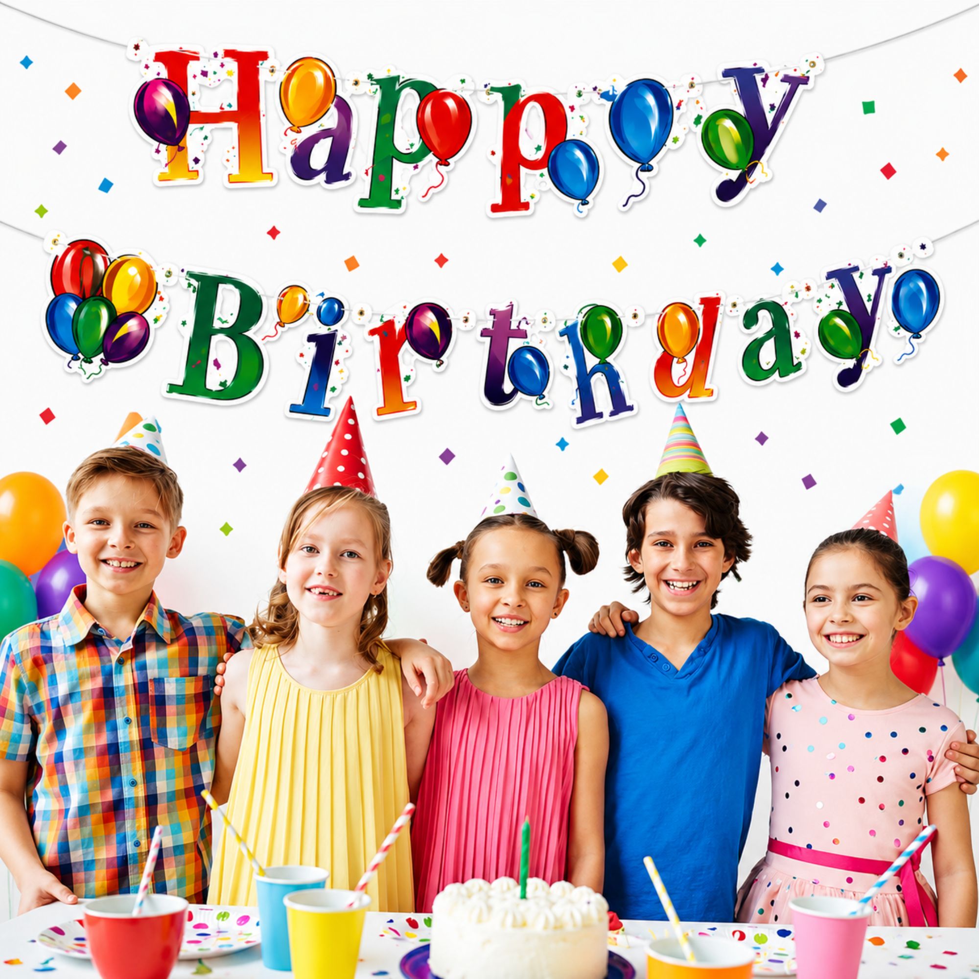 Happy Birthday Party Banner Colorful Hanging Decor